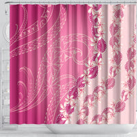 Heiva i Tahiti Shower Curtain Tahitian Tiare Maori Cowrie Lei Pink