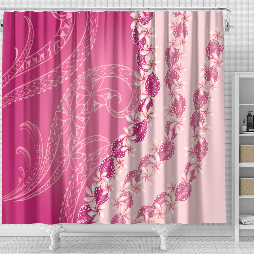 Heiva i Tahiti Shower Curtain Tahitian Tiare Maori Cowrie Lei Pink