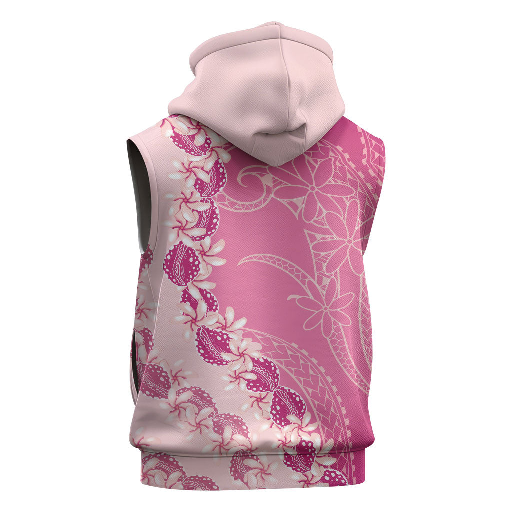 Heiva i Tahiti Sleeveless Hoodie Tahitian Tiare Maori Cowrie Lei Pink