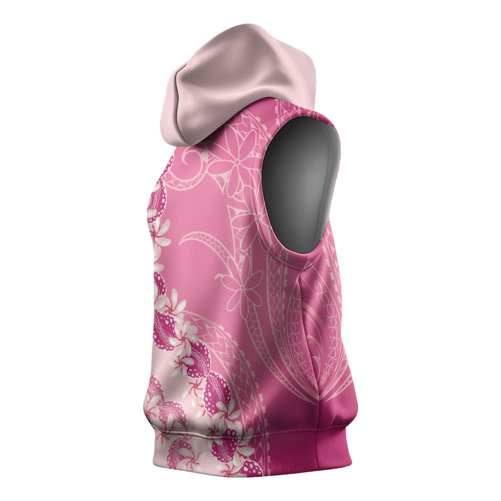 Heiva i Tahiti Sleeveless Hoodie Tahitian Tiare Maori Cowrie Lei Pink