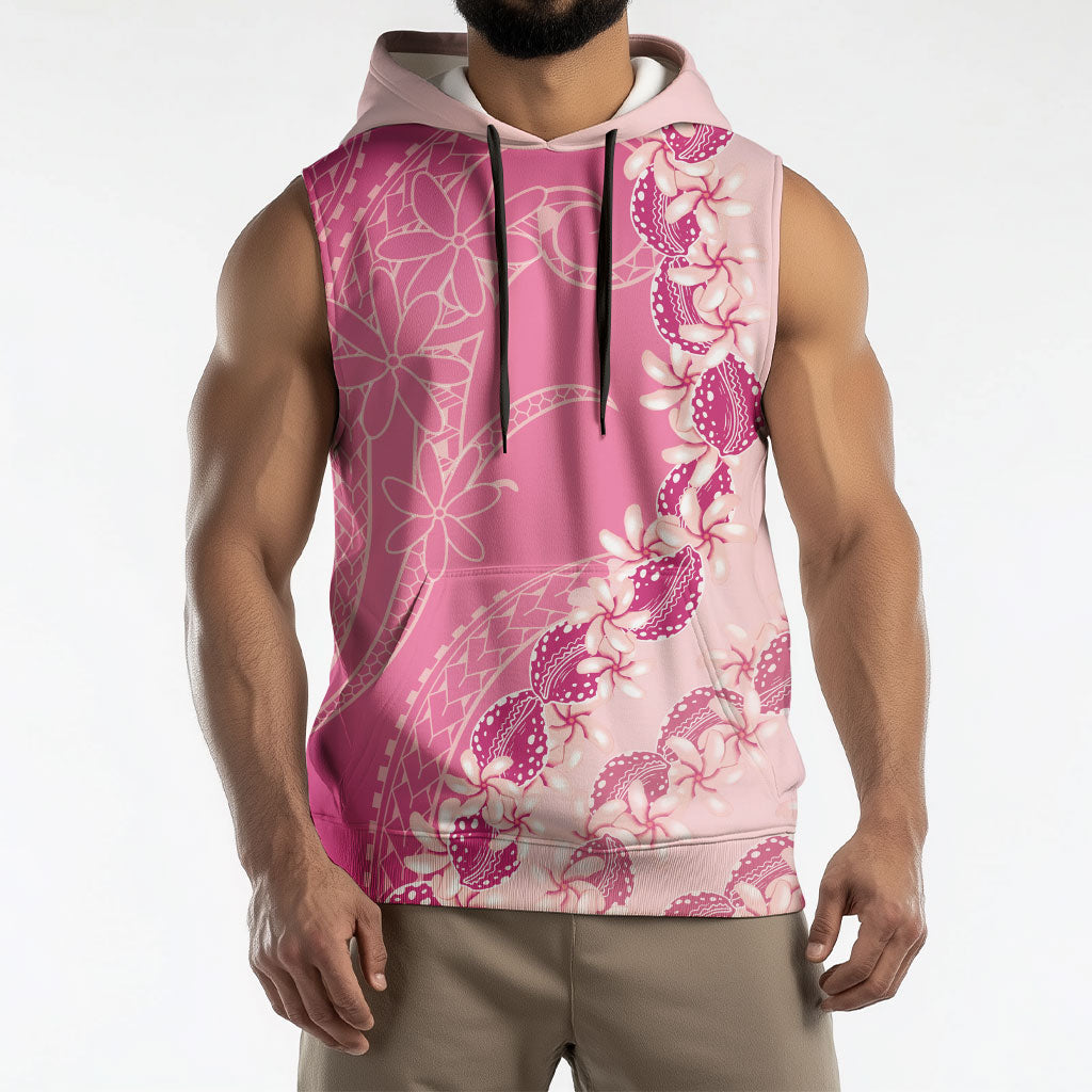 Heiva i Tahiti Sleeveless Hoodie Tahitian Tiare Maori Cowrie Lei Pink