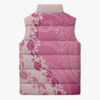 Heiva i Tahiti Sleeveless Puffer Jacket Tahitian Tiare Maori Cowrie Lei Pink