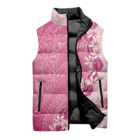 Heiva i Tahiti Sleeveless Puffer Jacket Tahitian Tiare Maori Cowrie Lei Pink