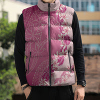 Heiva i Tahiti Sleeveless Puffer Jacket Tahitian Tiare Maori Cowrie Lei Pink