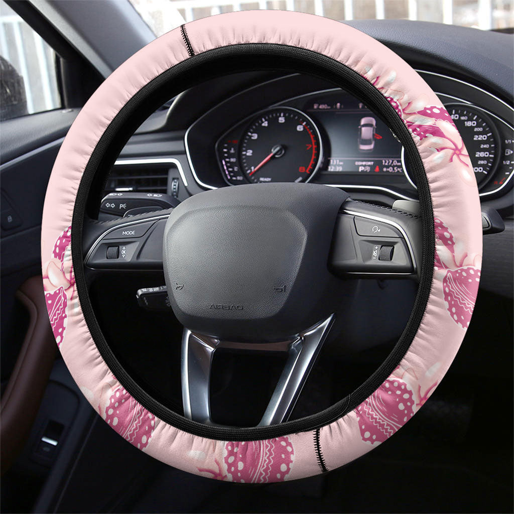 Heiva i Tahiti Steering Wheel Cover Tahitian Tiare Maori Cowrie Lei Pink LT14 - Polynesian Pride