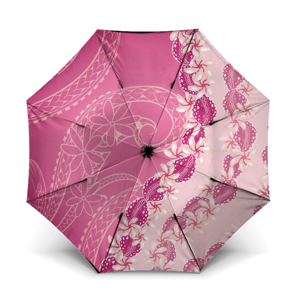 Heiva i Tahiti Umbrella Tahitian Tiare Maori Cowrie Lei Pink