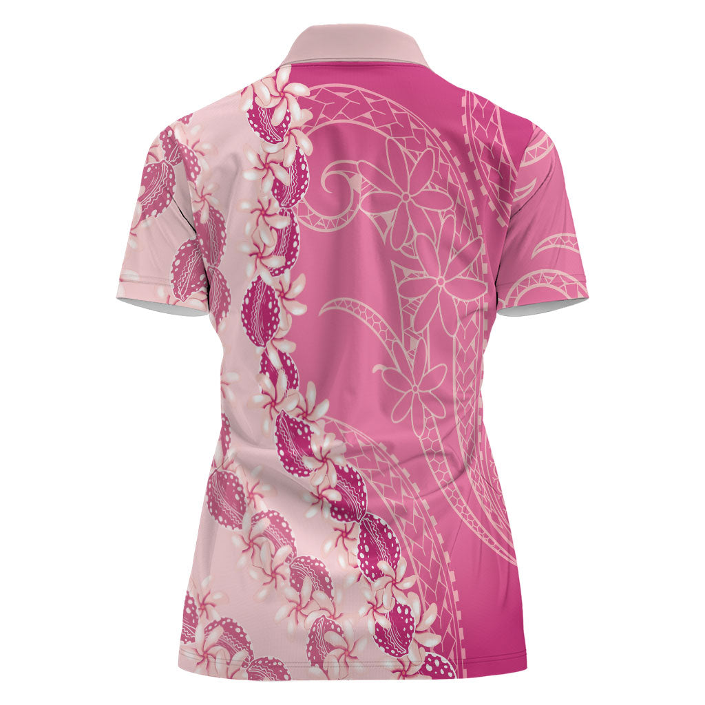Heiva i Tahiti Women Polo Shirt Tahitian Tiare Maori Cowrie Lei Pink