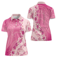 Heiva i Tahiti Women Polo Shirt Tahitian Tiare Maori Cowrie Lei Pink