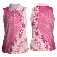 Heiva i Tahiti Women Sleeveless Polo Shirt Tahitian Tiare Maori Cowrie Lei Pink