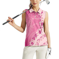 Heiva i Tahiti Women Sleeveless Polo Shirt Tahitian Tiare Maori Cowrie Lei Pink