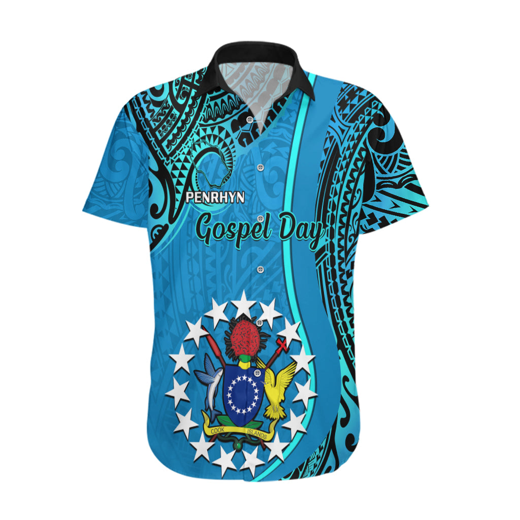 Personalised 13 March Penrhyn Island Gospel Day Hawaiian Shirt Cook Islands Tribal Pattern LT14 Blue - Polynesian Pride