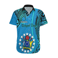 Personalised 13 March Penrhyn Island Gospel Day Hawaiian Shirt Cook Islands Tribal Pattern LT14 Blue - Polynesian Pride