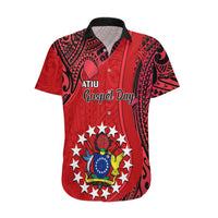 Personalised 20 July Atiu Island Gospel Day Hawaiian Shirt Cook Islands Tribal Pattern LT14 Red - Polynesian Pride