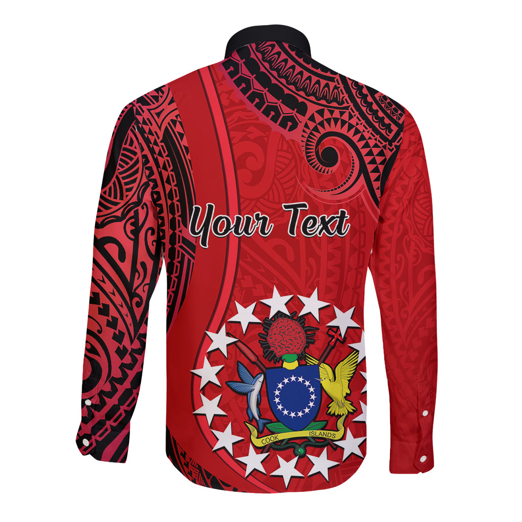 Personalised 20 July Atiu Island Gospel Day Long Sleeve Button Shirt Cook Islands Tribal Pattern LT14 - Polynesian Pride