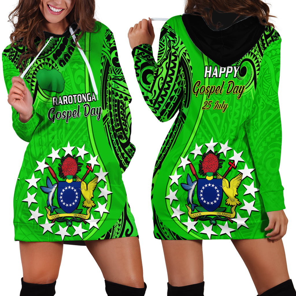 25 July Rarotonga Island Gospel Day Hoodie Dress Cook Islands Tribal Pattern LT14 - Polynesian Pride