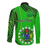 Personalised 25 July Rarotonga Island Gospel Day Long Sleeve Button Shirt Cook Islands Tribal Pattern LT14 - Polynesian Pride