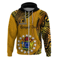 Custom 8 August Manihiki Island Gospel Day Hoodie Cook Islands Tribal Pattern LT14 Zip Hoodie Gold - Polynesian Pride
