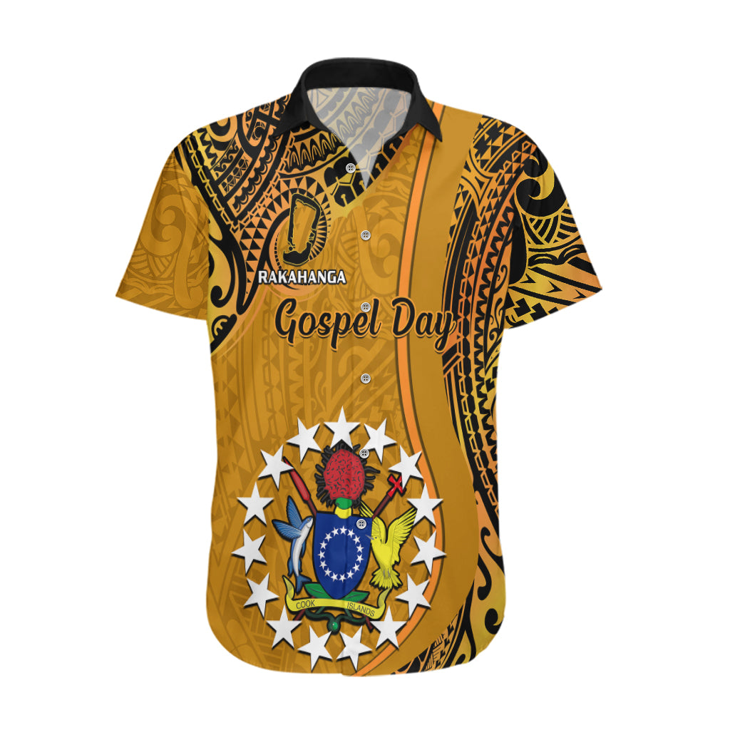 Personalised 15 August Rakahanga Island Gospel Day Hawaiian Shirt Cook Islands Tribal Pattern LT14 Orange - Polynesian Pride