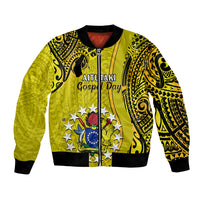 27 October Aitutaki Island Gospel Day Bomber Jacket Cook Islands Tribal Pattern LT14 Unisex Gold - Polynesian Pride