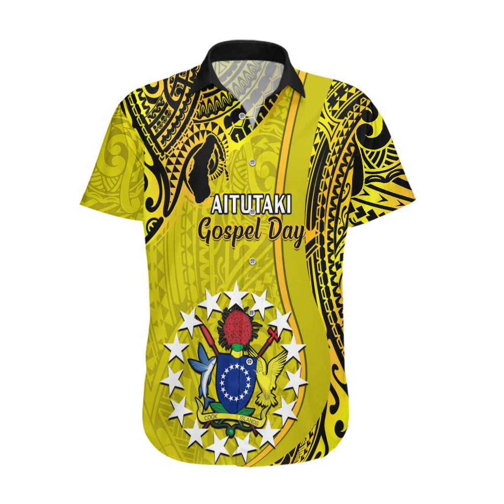 27 October Aitutaki Island Gospel Day Hawaiian Shirt Cook Islands Tribal Pattern LT14 Gold - Polynesian Pride