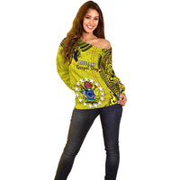 Personalised 27 October Aitutaki Island Gospel Day Off Shoulder Sweater Cook Islands Tribal Pattern LT14 - Polynesian Pride