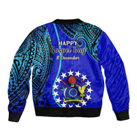 8 December Pukapuka Island Gospel Day Sleeve Zip Bomber Jacket Cook Islands Tribal Pattern LT14 - Polynesian Pride