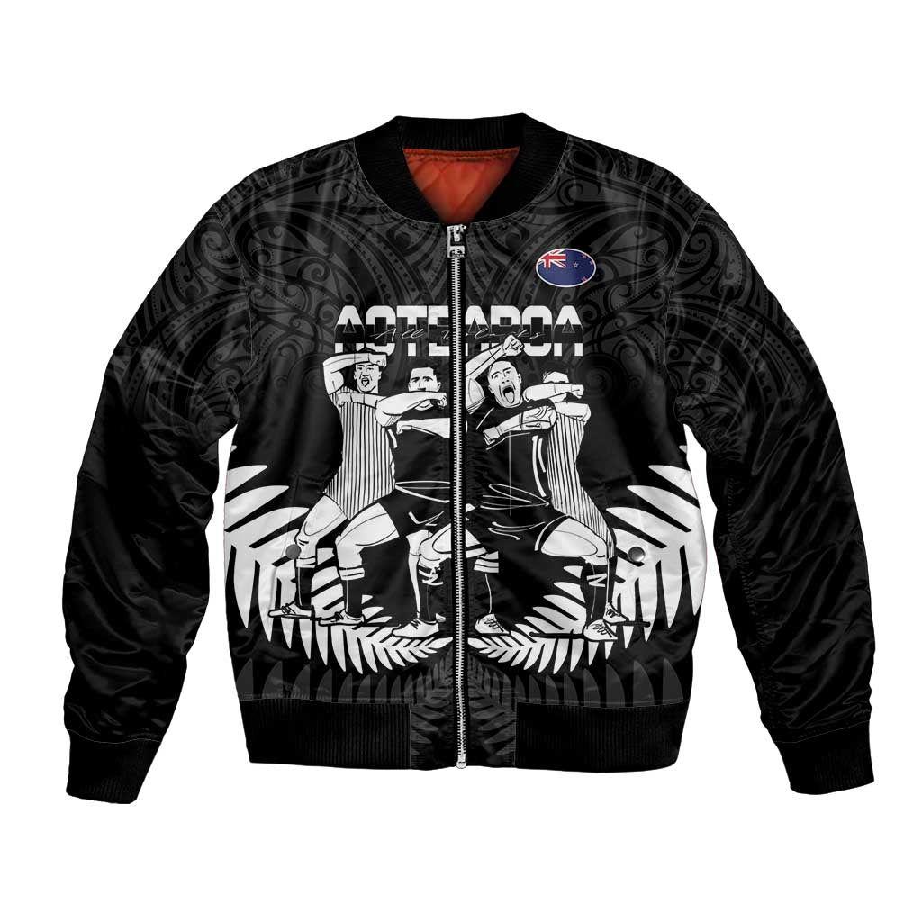 New Zealand Silver Fern Rugby Bomber Jacket Haka Dance With Aotearoa Maori Pattern