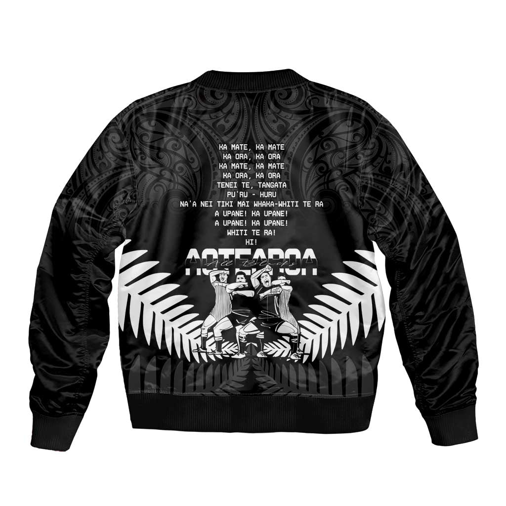 New Zealand Silver Fern Rugby Bomber Jacket Haka Dance With Aotearoa Maori Pattern