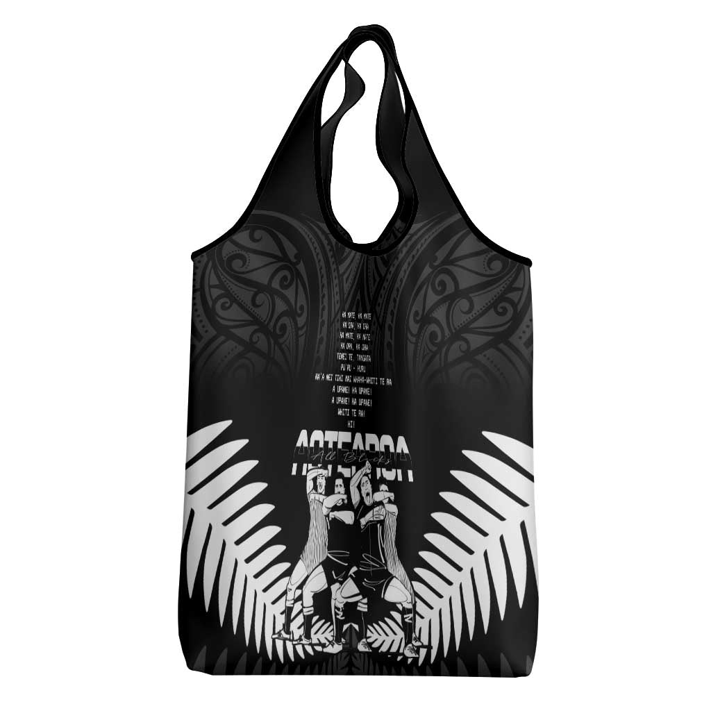 New Zealand Silver Fern Rugby Grocery Bag Haka Dance With Aotearoa Maori Pattern