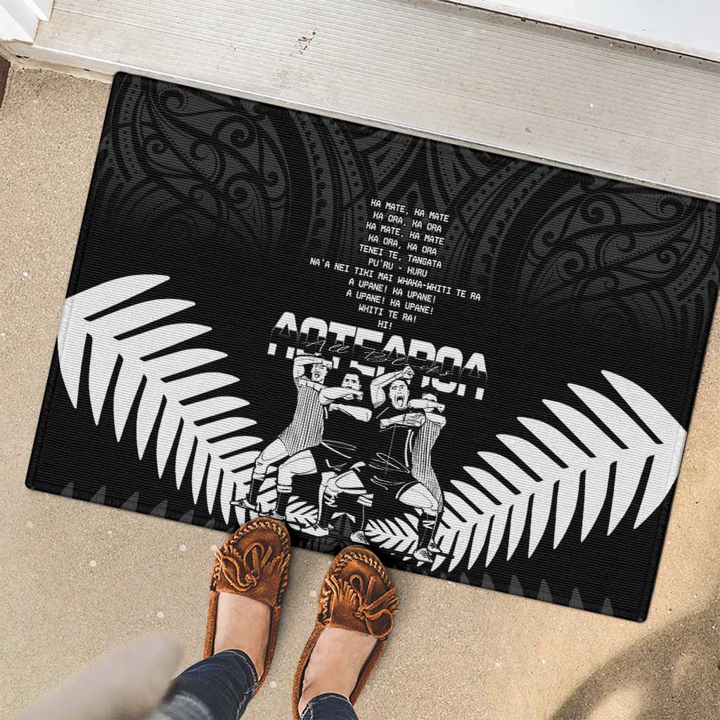 New Zealand Silver Fern Rugby Rubber Doormat Haka Dance With Aotearoa Maori Pattern