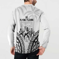Fiji Tapa Rugby Button Sweatshirt Cibi Dance With Fijian Pattern
