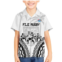 Fiji Tapa Rugby Family Matching Mermaid Dress and Hawaiian Shirt Cibi Dance With Fijian Pattern