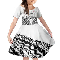 Fiji Tapa Rugby Family Matching Short Sleeve Bodycon Dress and Hawaiian Shirt Cibi Dance With Fijian Pattern