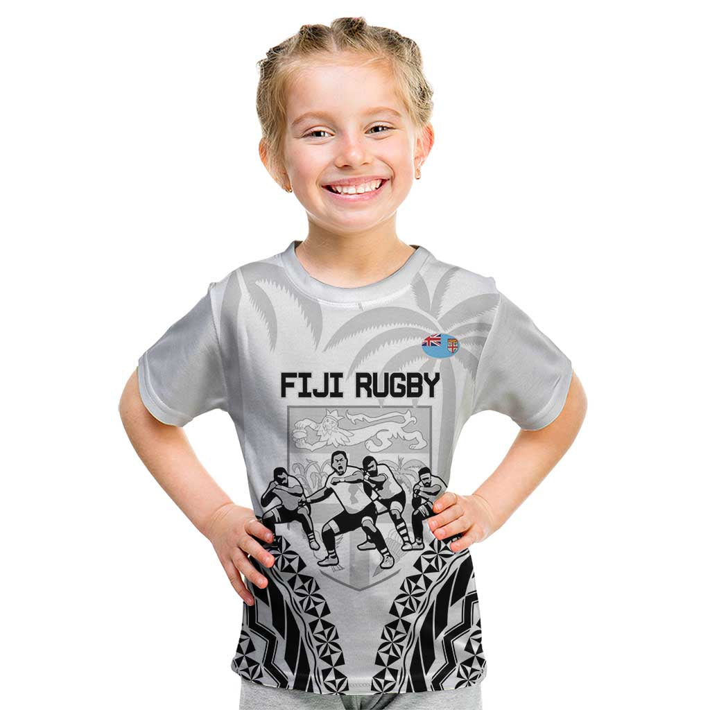 Fiji Tapa Rugby Kid T Shirt Cibi Dance With Fijian Pattern
