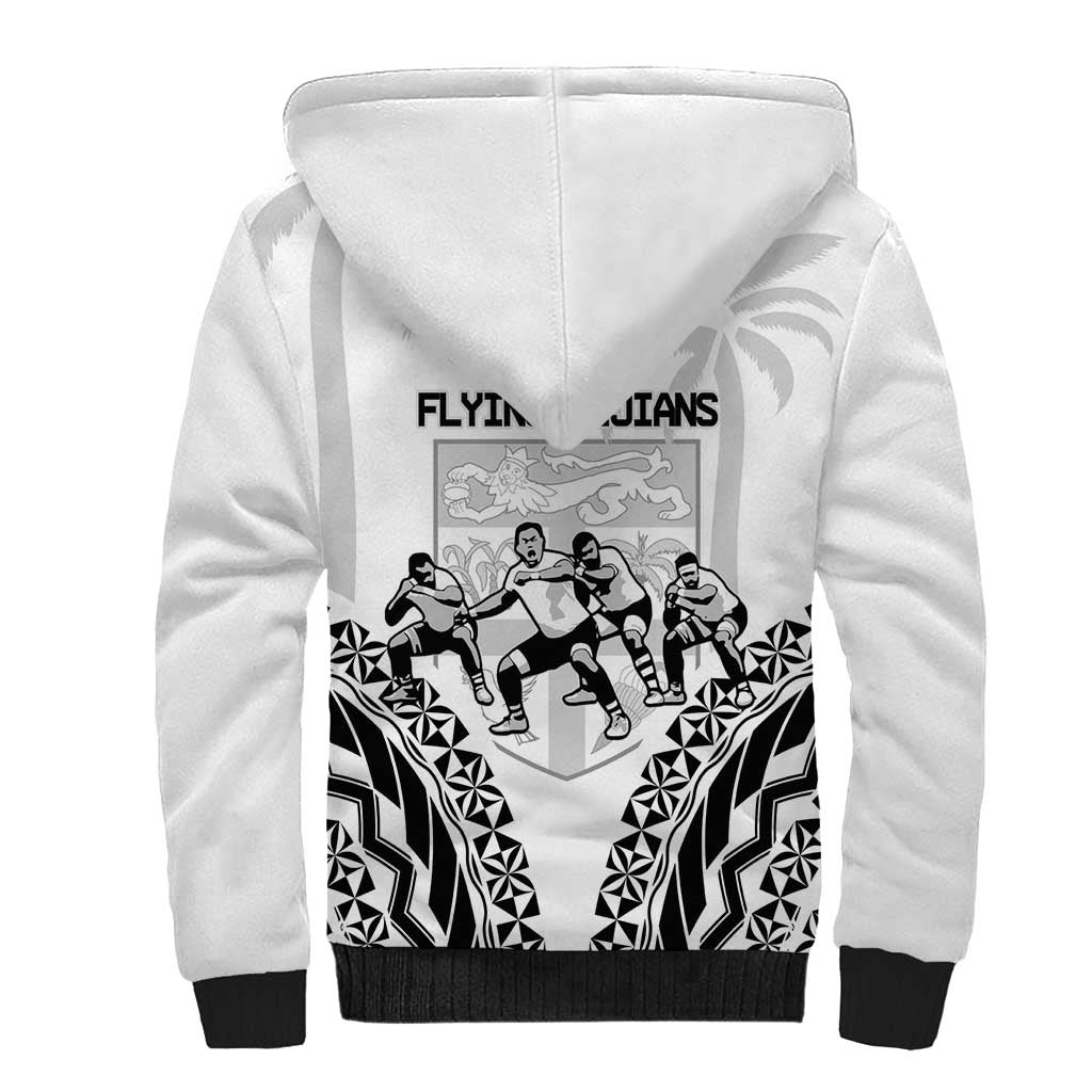 Fiji Tapa Rugby Sherpa Hoodie Cibi Dance With Fijian Pattern