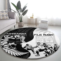 New Zealand And Fiji Tapa Rugby Round Carpet Haka Dance Mix Cibi Dance Together