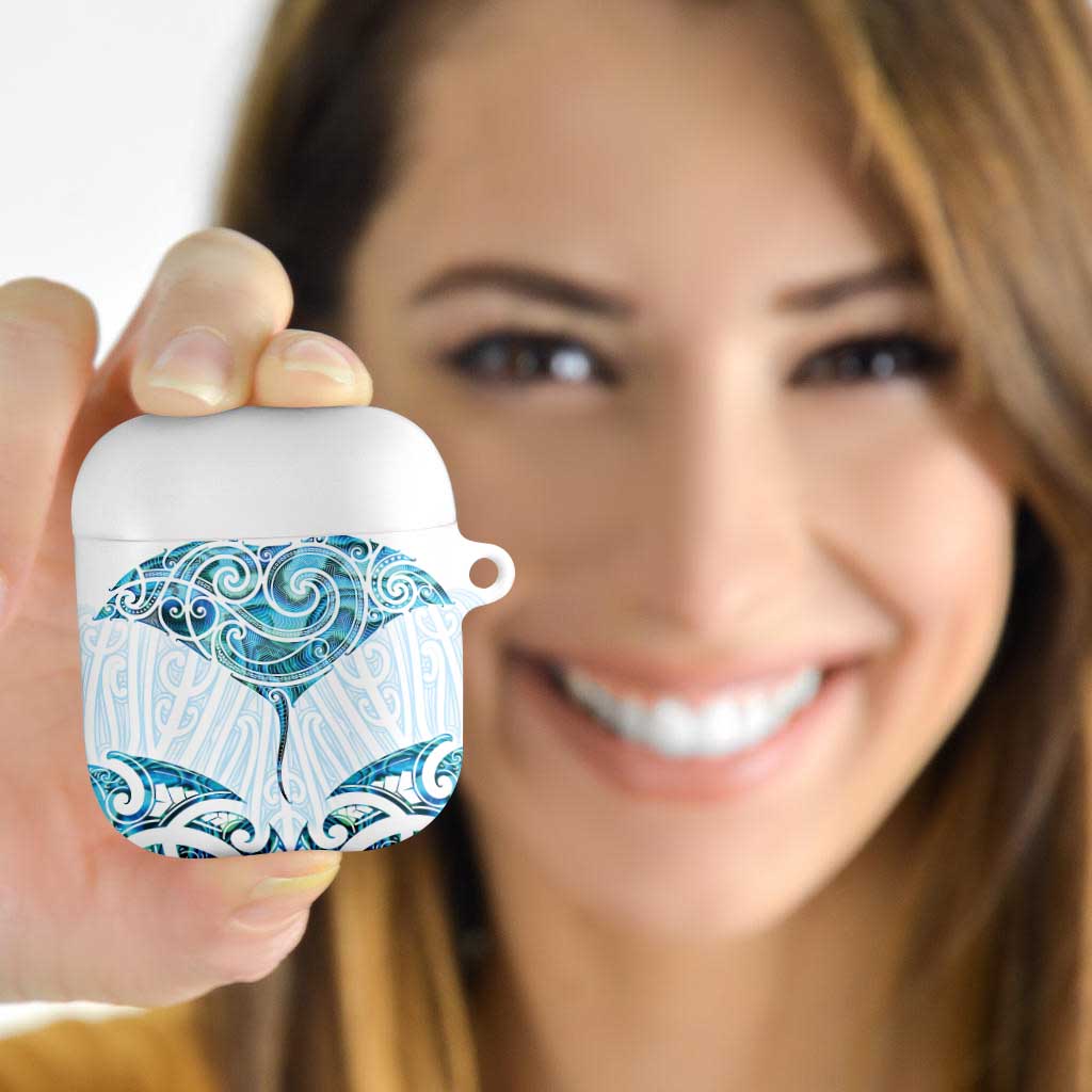 New Zealand Manta Ray Tattoo AirPods Case Aotearoa Maori Haehae Paua Shell - Polynesian Pride