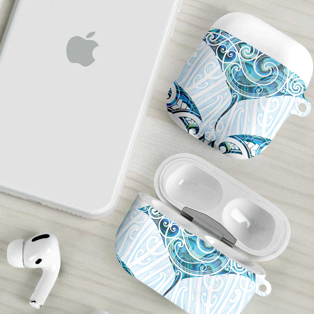 New Zealand Manta Ray Tattoo AirPods Case Aotearoa Maori Haehae Paua Shell - Polynesian Pride