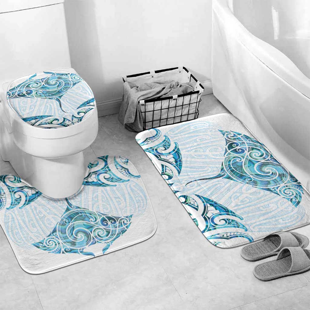 New Zealand Manta Ray Tattoo Bathroom Set Aotearoa Maori Haehae Paua Shell - Polynesian Pride