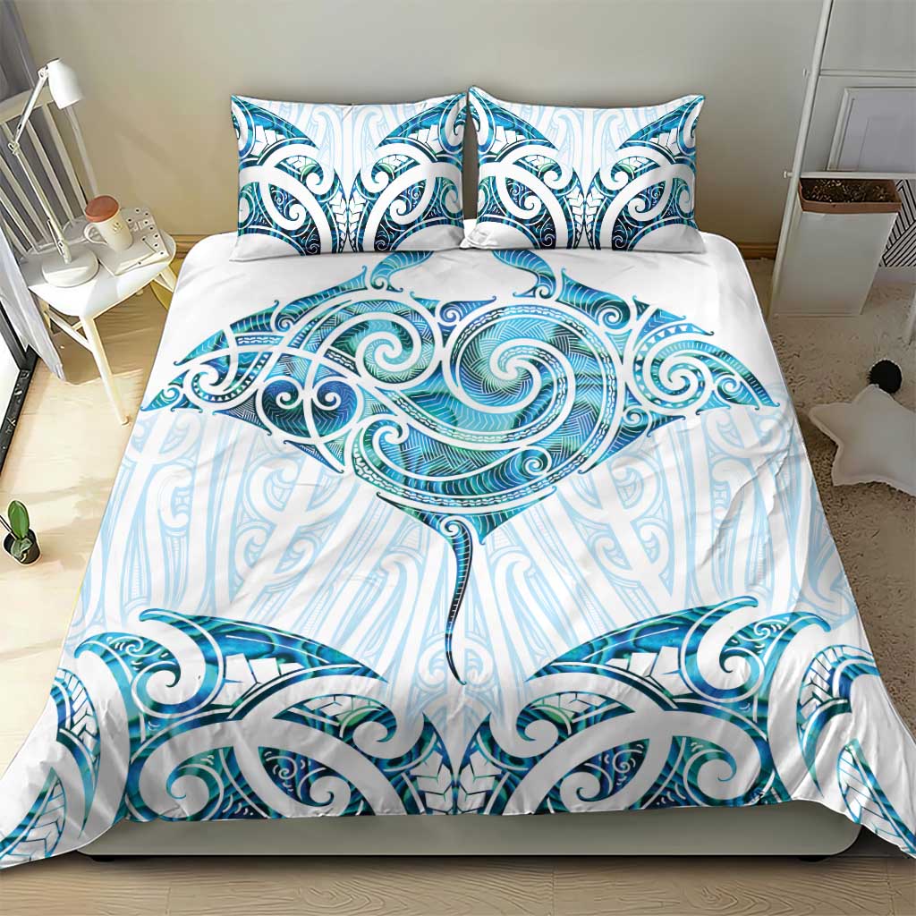 New Zealand Manta Ray Tattoo Bedding Set Aotearoa Maori Haehae Paua Shell - Polynesian Pride