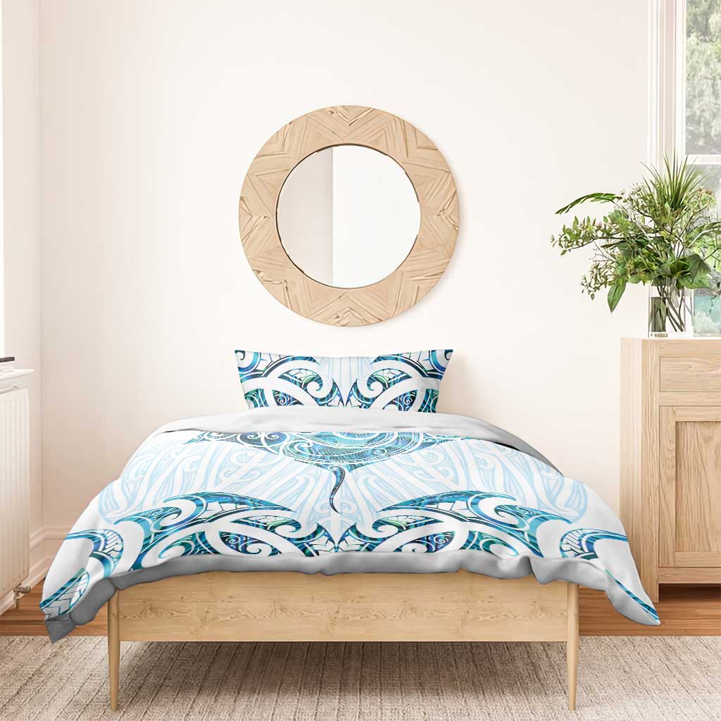 New Zealand Manta Ray Tattoo Bedding Set Aotearoa Maori Haehae Paua Shell - Polynesian Pride