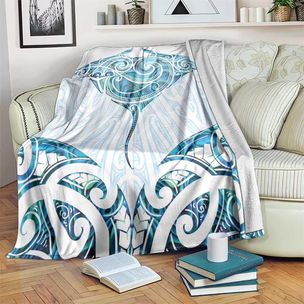 New Zealand Manta Ray Tattoo Blanket Aotearoa Maori Haehae Paua Shell - Polynesian Pride