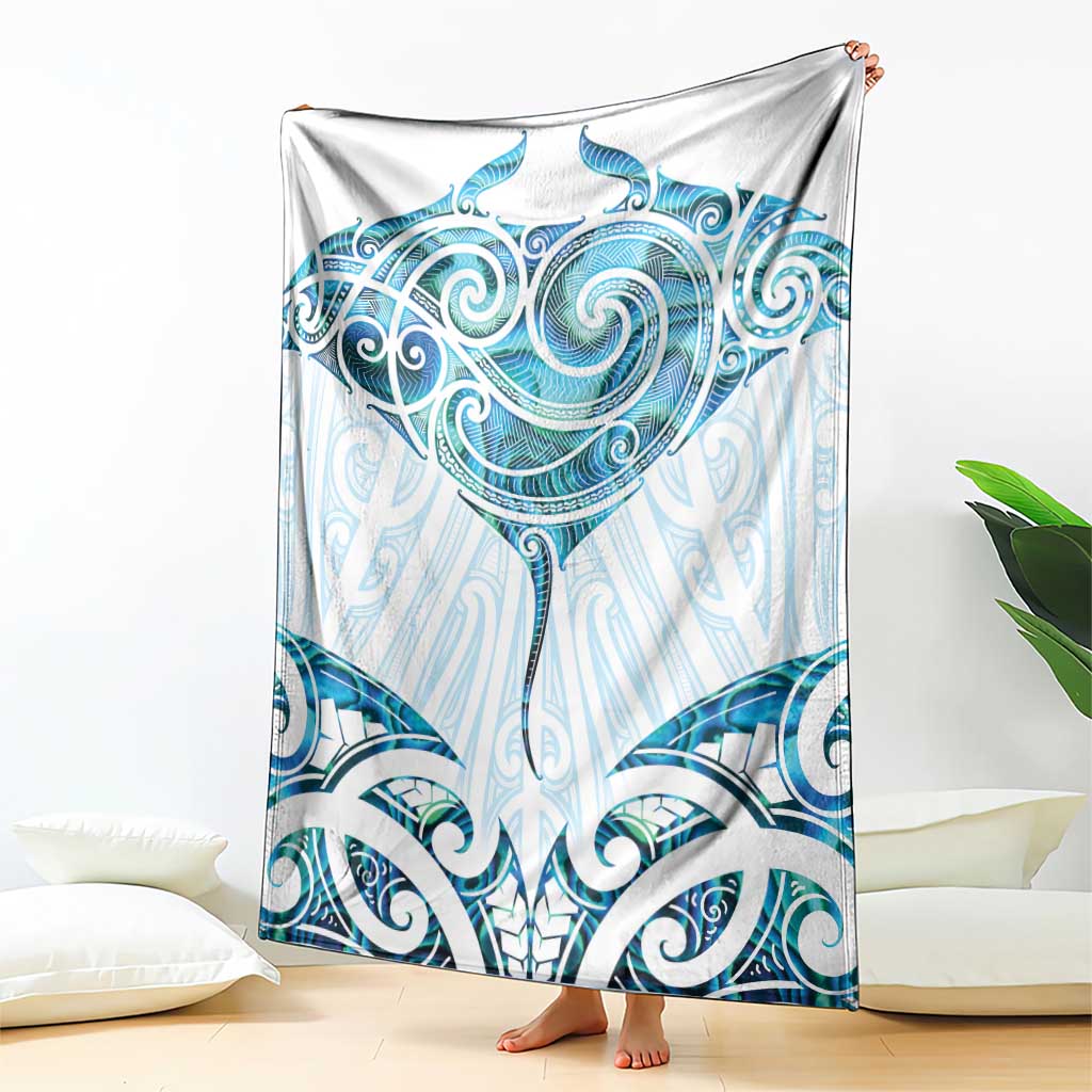 New Zealand Manta Ray Tattoo Blanket Aotearoa Maori Haehae Paua Shell - Polynesian Pride