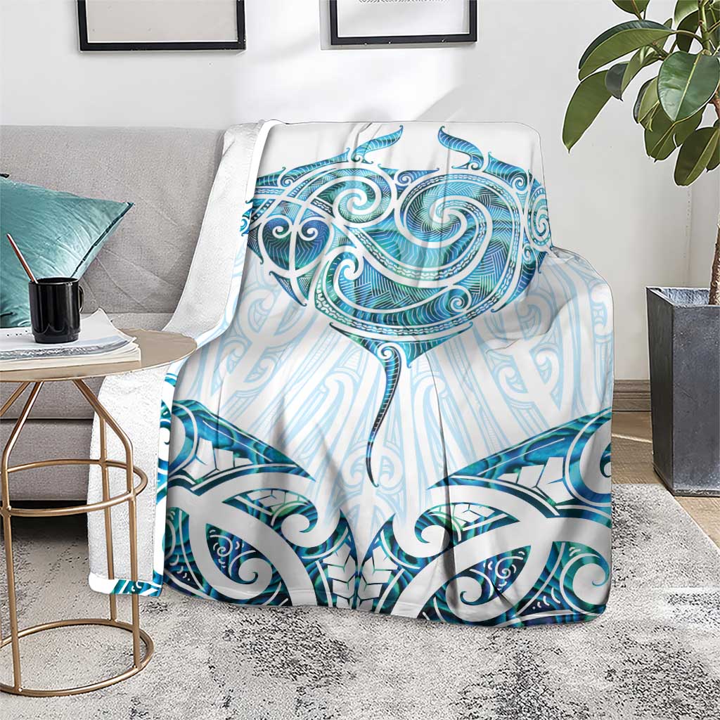 New Zealand Manta Ray Tattoo Blanket Aotearoa Maori Haehae Paua Shell - Polynesian Pride