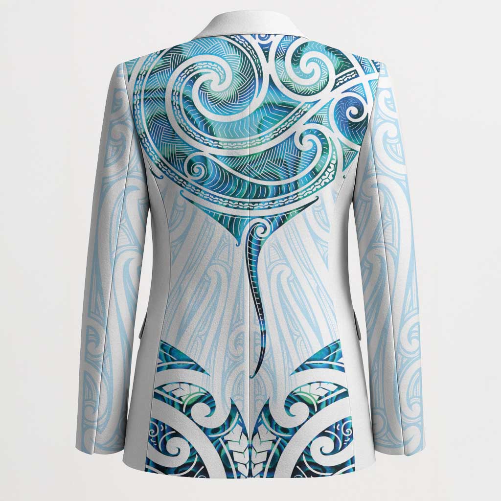 New Zealand Manta Ray Tattoo Blazer Aotearoa Maori Haehae Paua Shell - Polynesian Pride