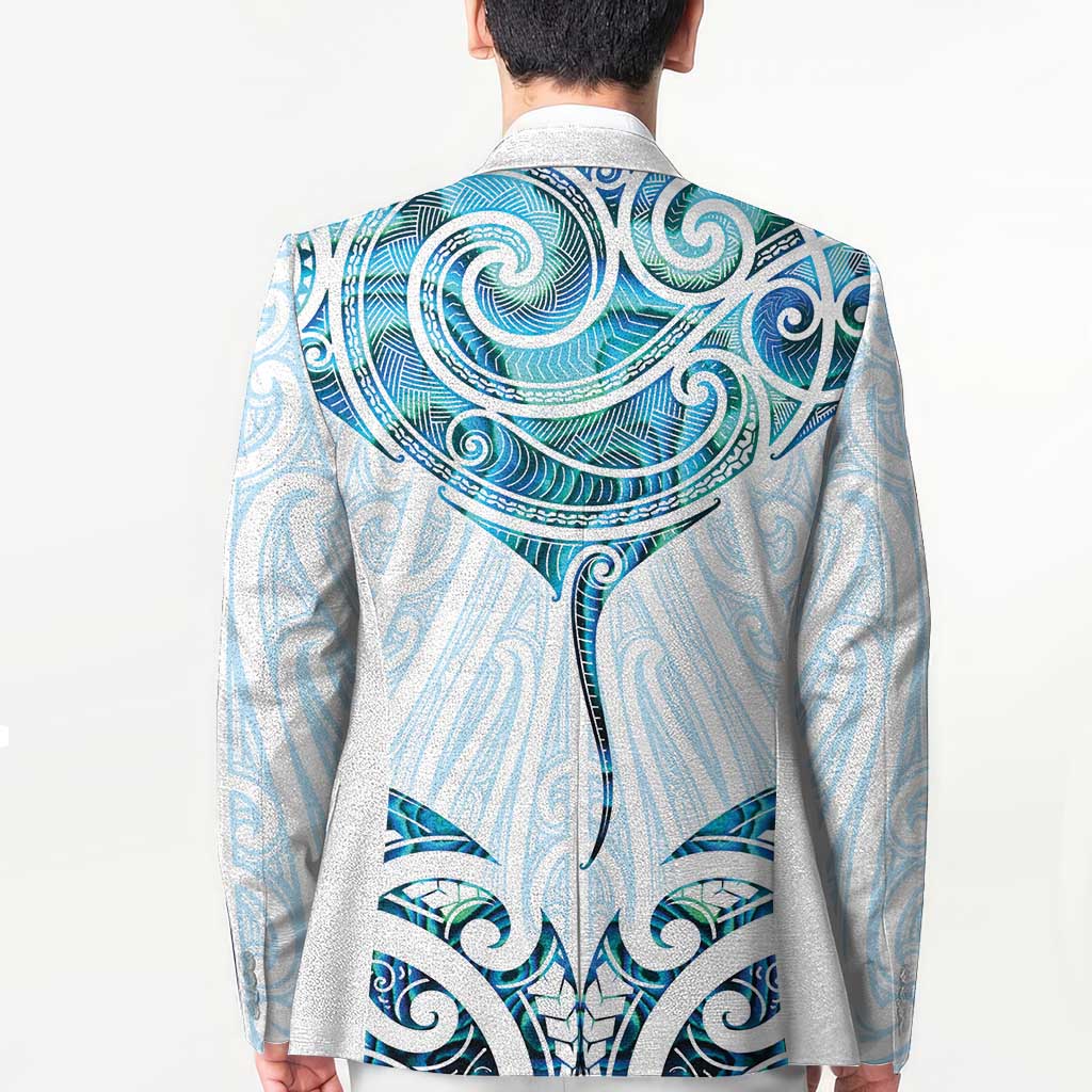 New Zealand Manta Ray Tattoo Blazer Aotearoa Maori Haehae Paua Shell - Polynesian Pride