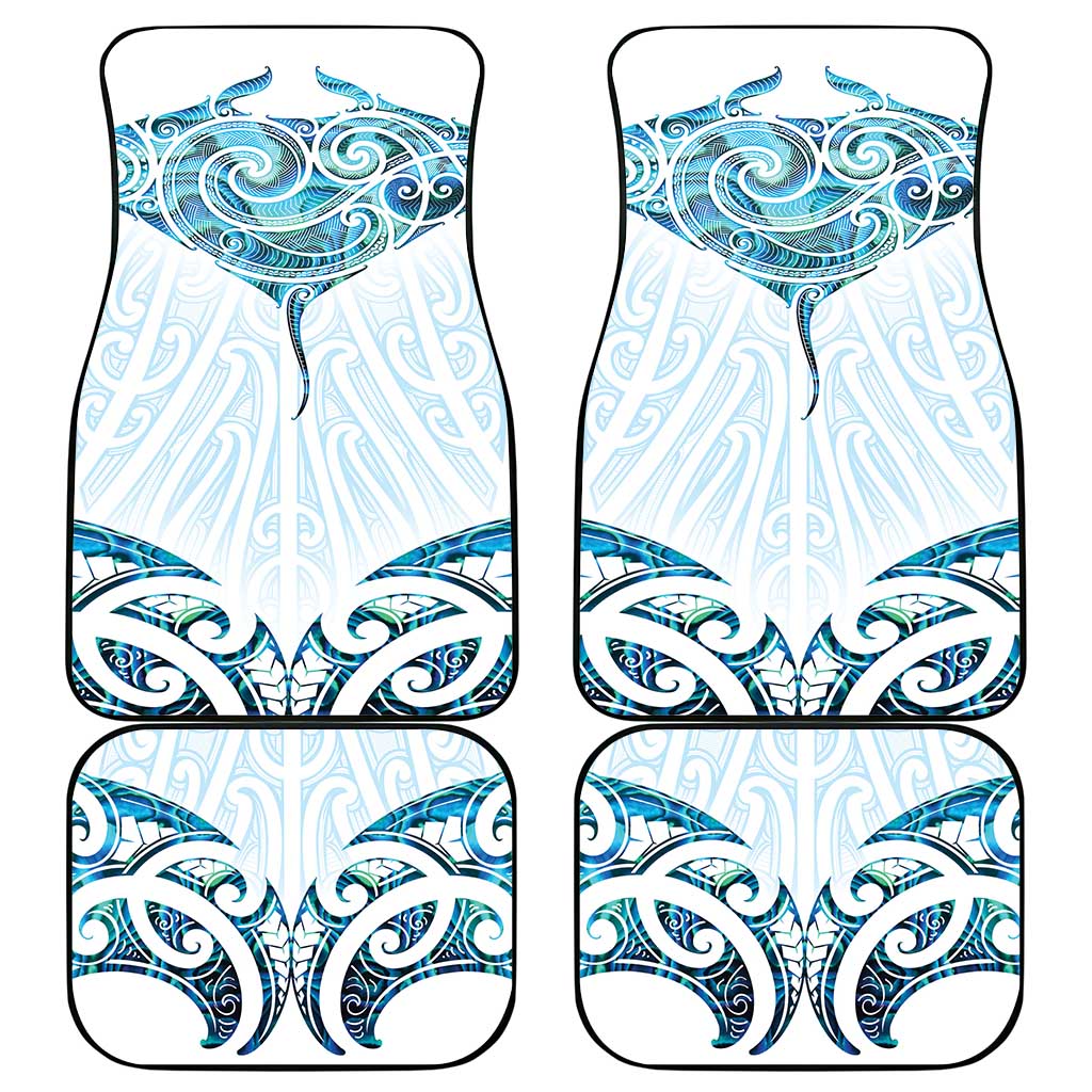 New Zealand Manta Ray Tattoo Car Mats Aotearoa Maori Haehae Paua Shell - Polynesian Pride