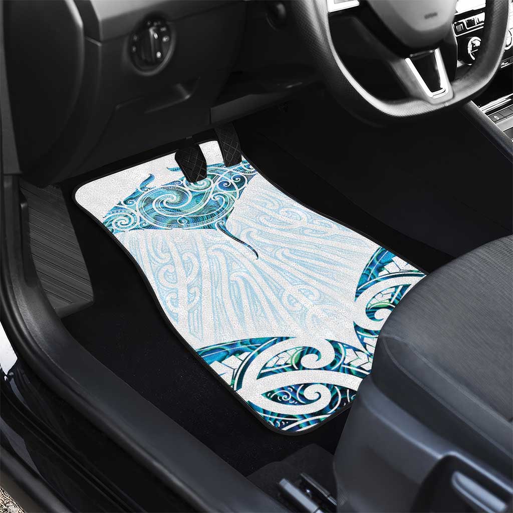 New Zealand Manta Ray Tattoo Car Mats Aotearoa Maori Haehae Paua Shell - Polynesian Pride