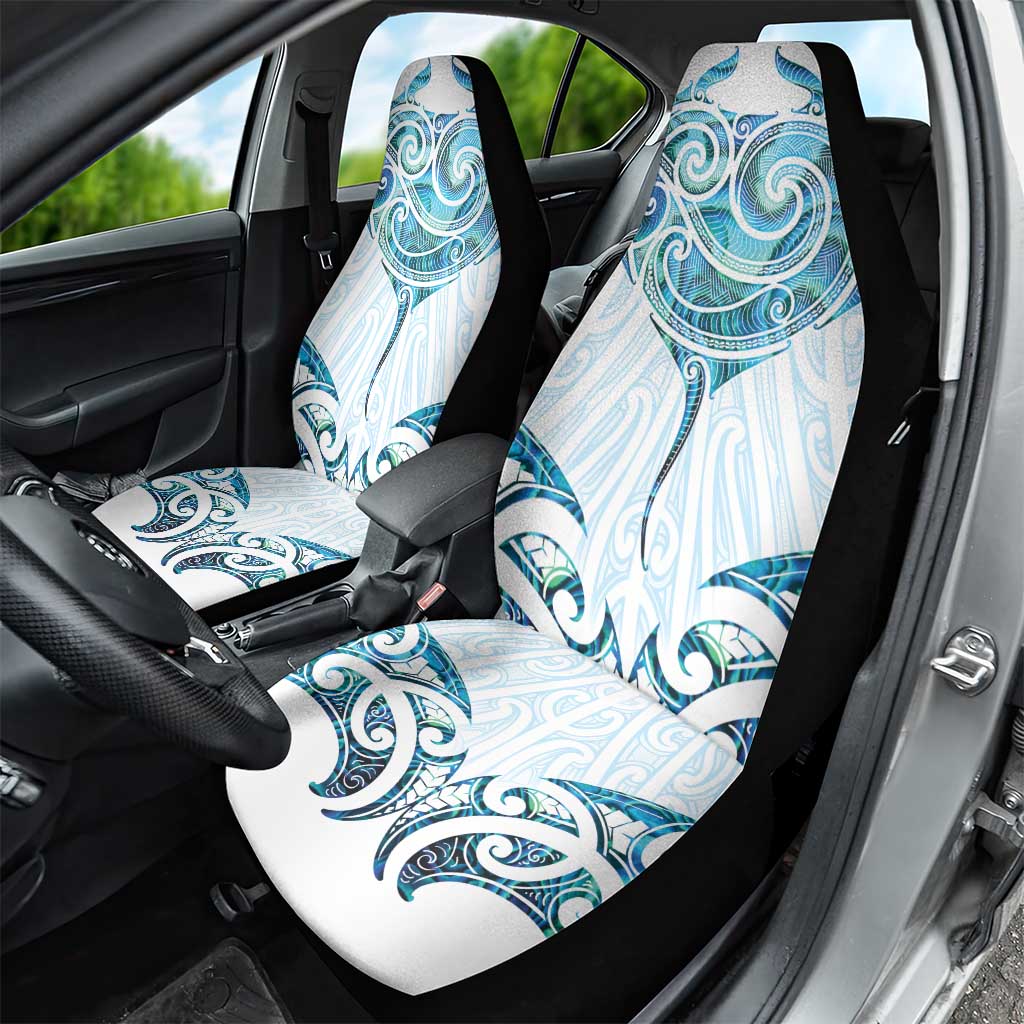 New Zealand Manta Ray Tattoo Car Seat Cover Aotearoa Maori Haehae Paua Shell - Polynesian Pride