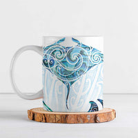 New Zealand Manta Ray Tattoo Ceramic Mug Aotearoa Maori Haehae Paua Shell - Polynesian Pride